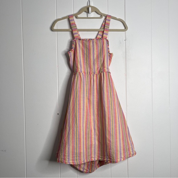 Crewcuts Other - J. Crew Dress Cutout Midi Linen Cotton Stripes Pastel Summer Casual Girls 10
